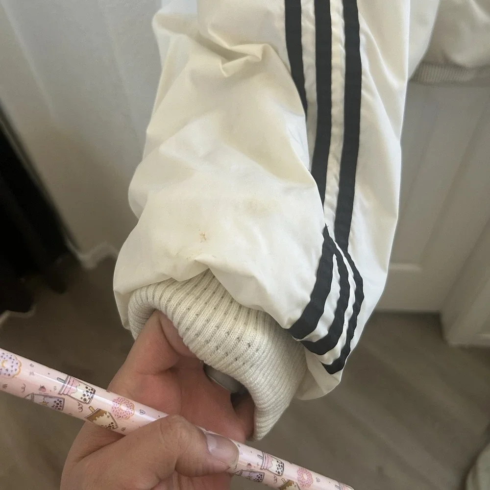 Vintage Y2K Adidas Men's Reversible Hooded Puffer Jacket XXL Retro White‎ Black